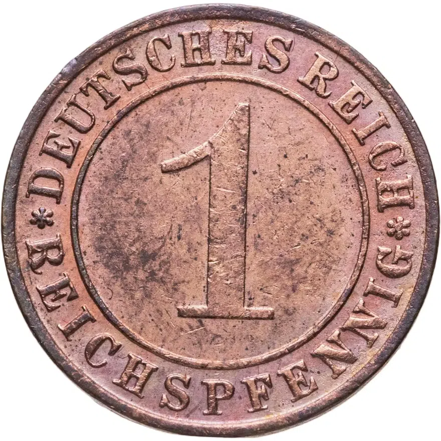 Германия 1 рейхспфенниг (reichspfennig) 1936 D  знак монетного двора "D" — Мюнхен, реверс