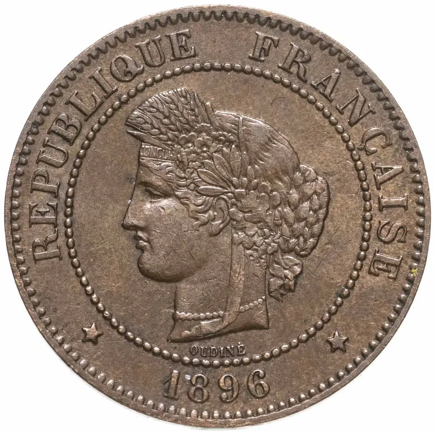 Франция 5 сантимов (centimes) 1896 A, аверс