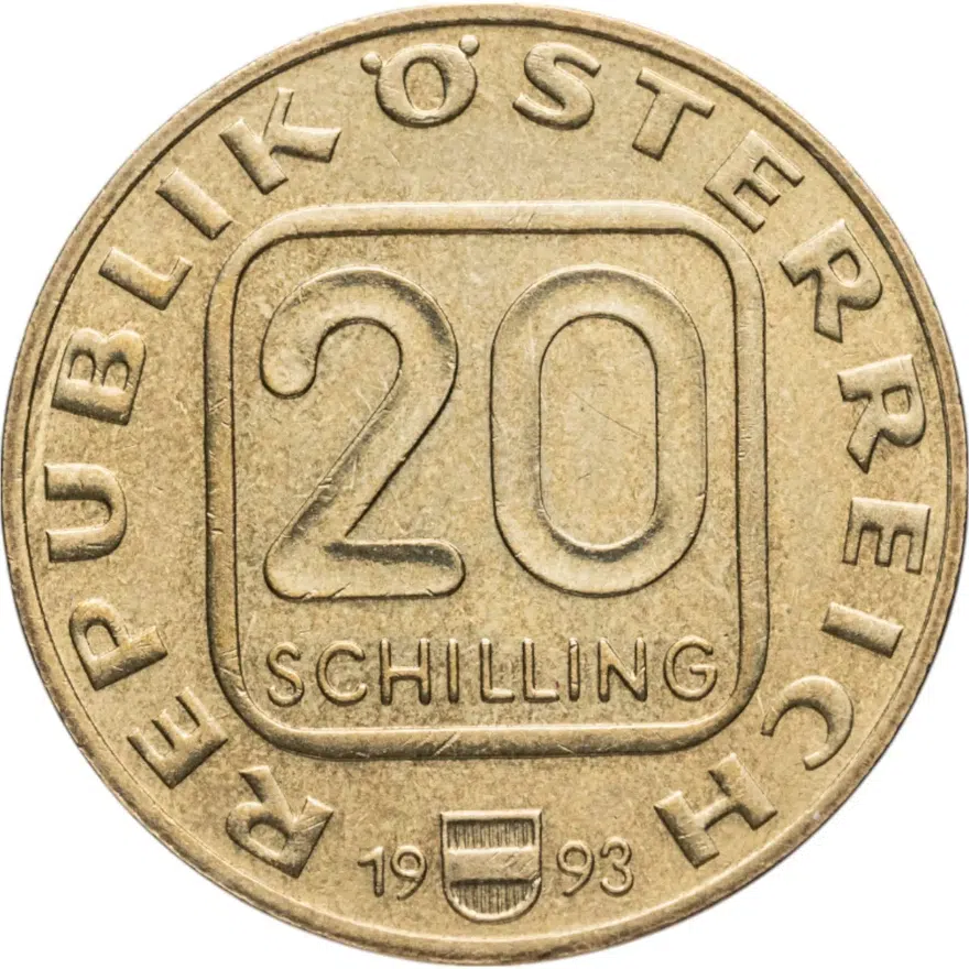 Австрия 20 шиллингов (shillings) 1993  Дворец Графенег, реверс