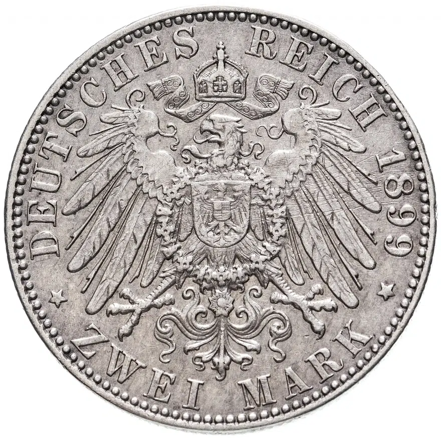 Германия (Империя) 2 марки (mark) 1899, реверс