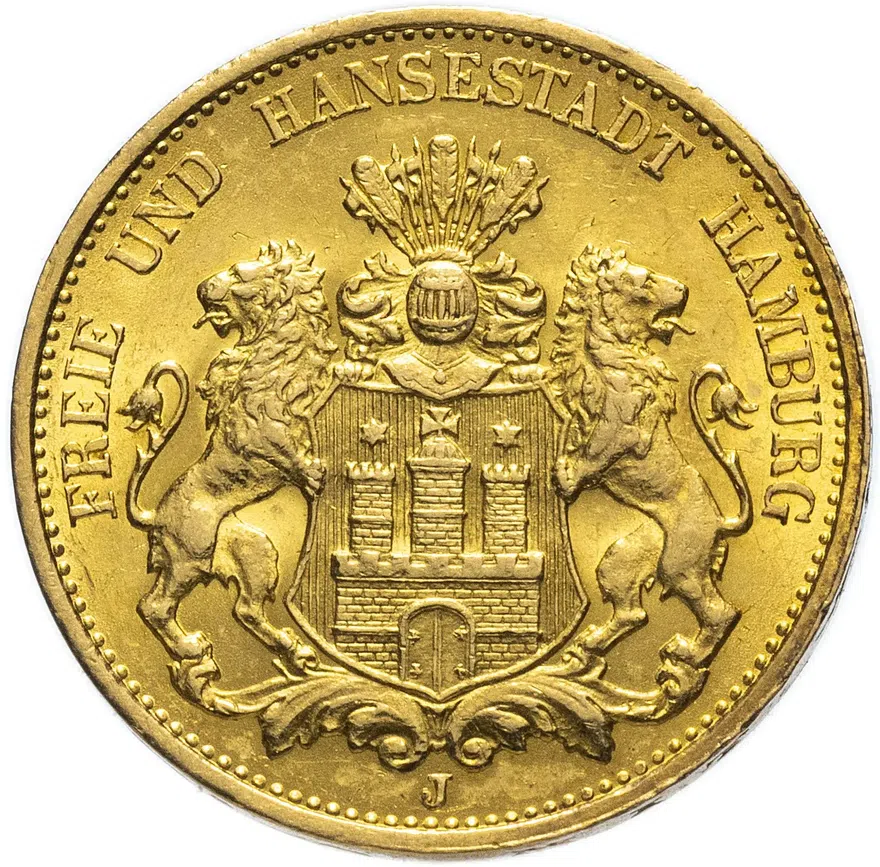 Германия (Империя) 20 марок (mark) 1895, реверс