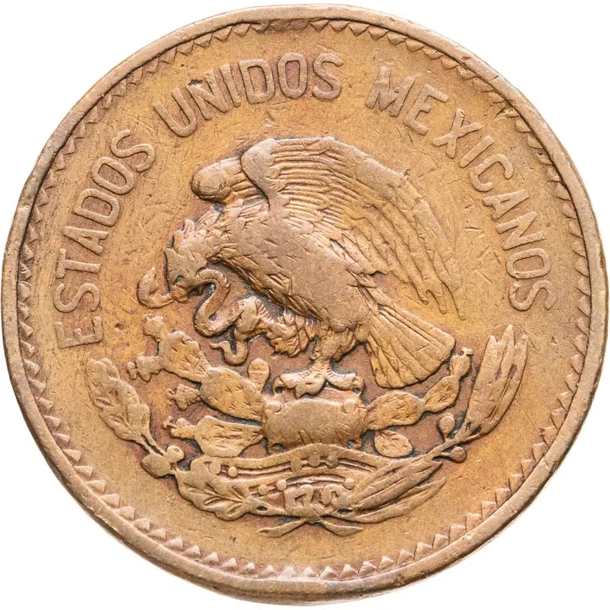 Мексика 20 сентаво (centavos) 1951, реверс