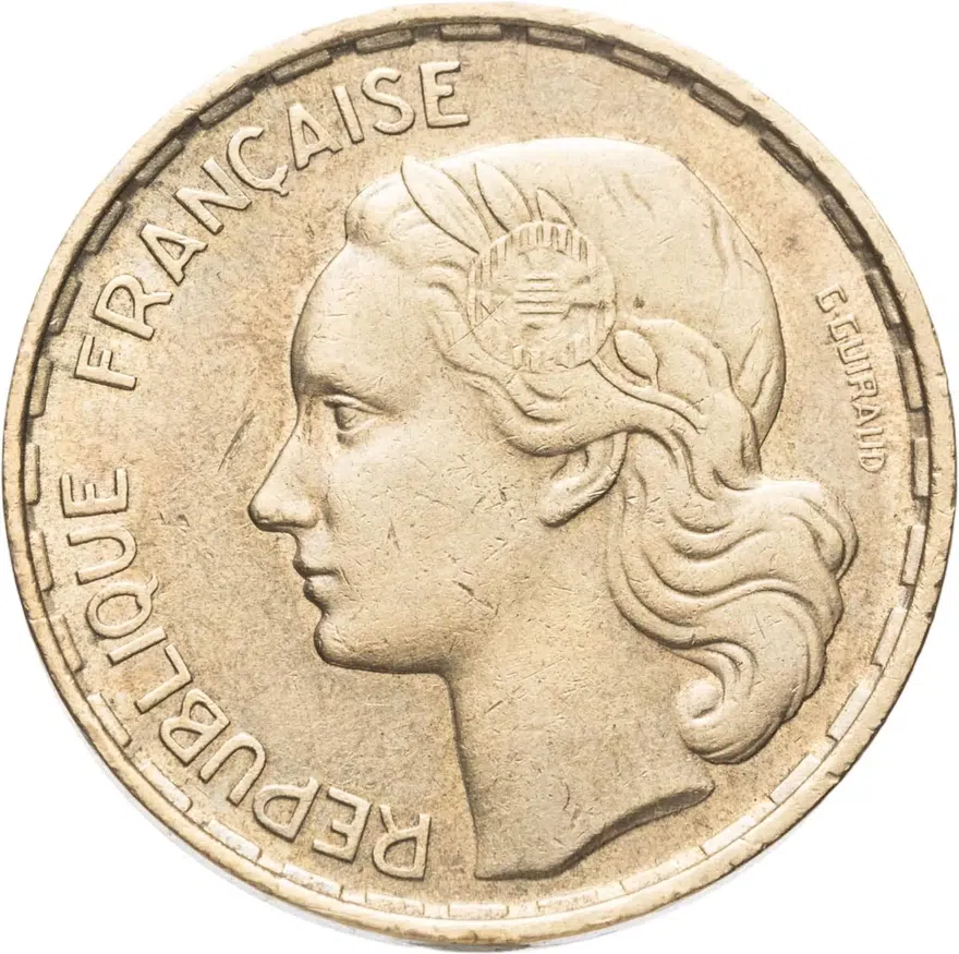 Франция  50 франков (francs) 1951   без обозначения монетного двора, реверс