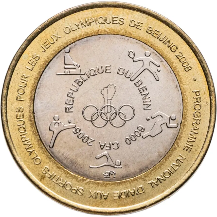 Бенин 6000 франков (francs) 2005 XXIX летние Олимпийские Игры, Пекин 2008, реверс