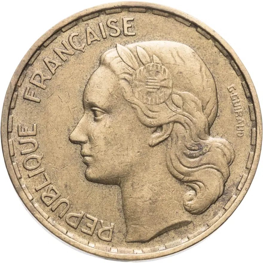 Франция  50 франков (francs) 1952   без обозначения монетного двора, реверс