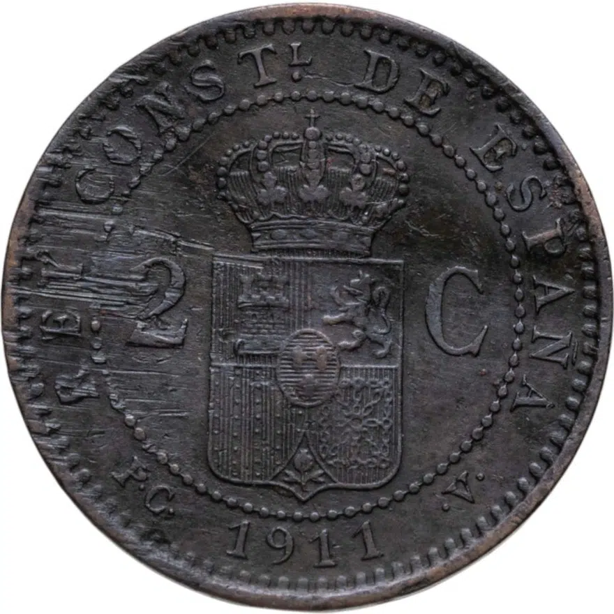 Испания 2 сентимо (centimos) 1911