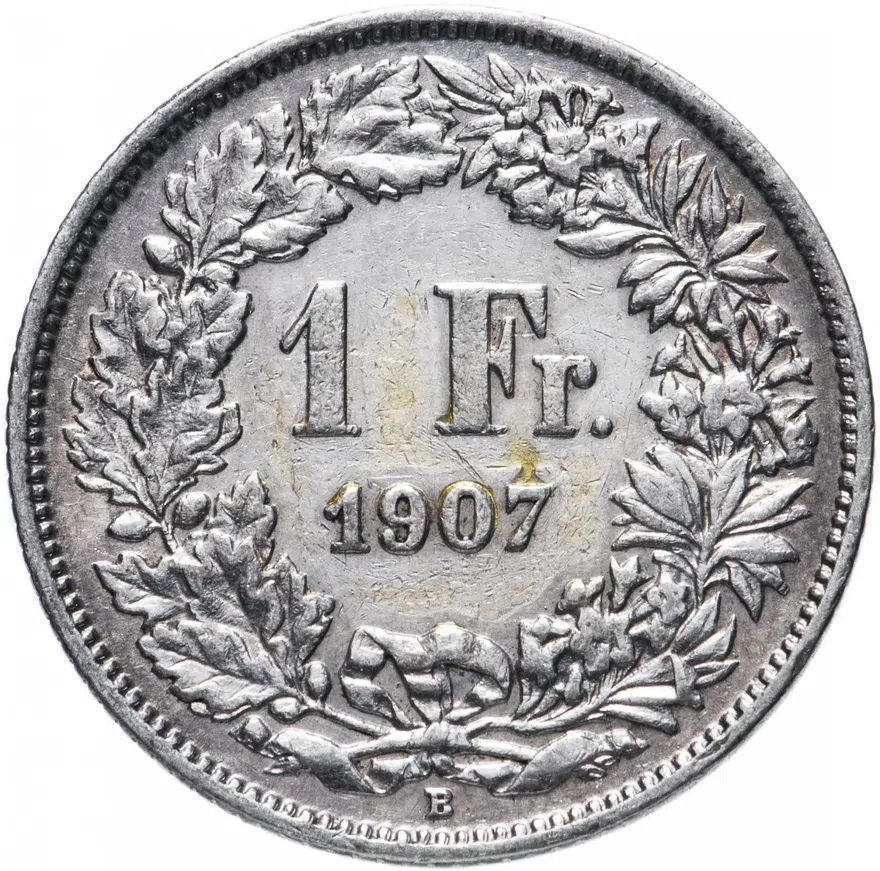 Швейцария 1 франк (franc) 1907