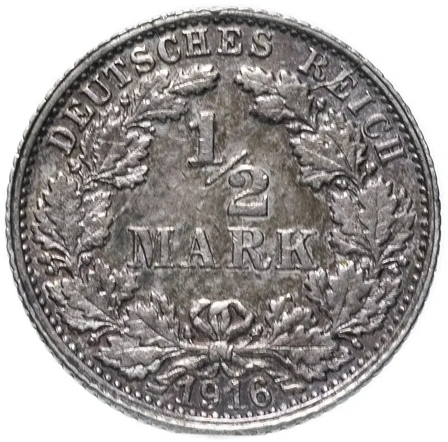 1/2 марки (mark) 1916 F, аверс
