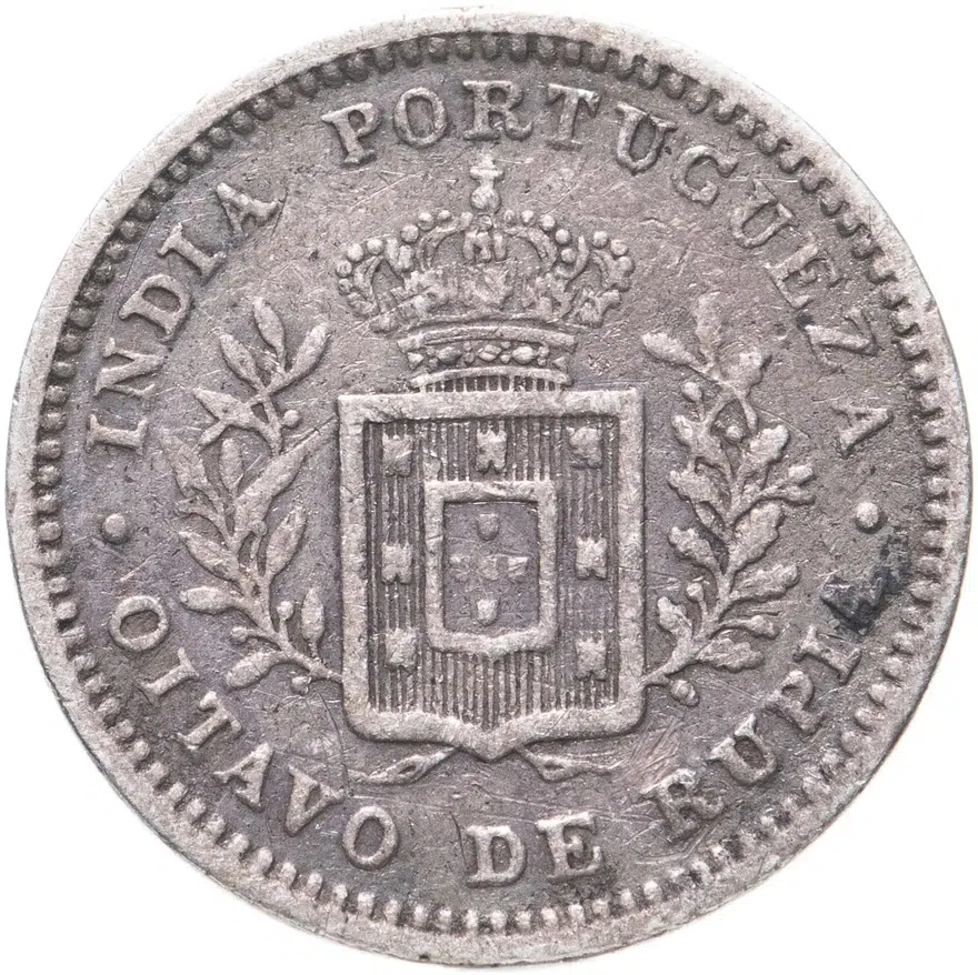 Индия (Португальская) 1/8 рупии (rupee) 1881, реверс