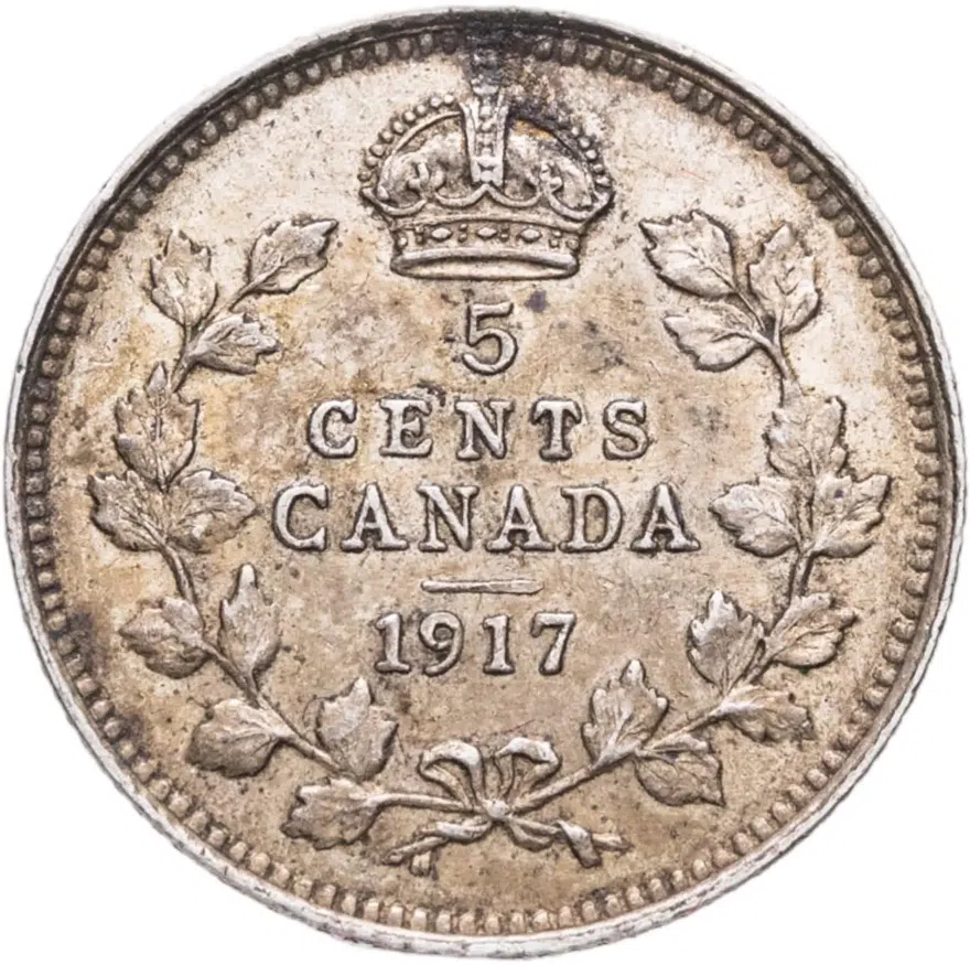Канада 5 центов (cents) 1917, аверс