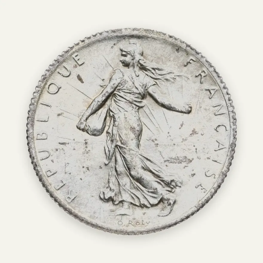Франция 1 франк (franc) 1920   серебро, реверс