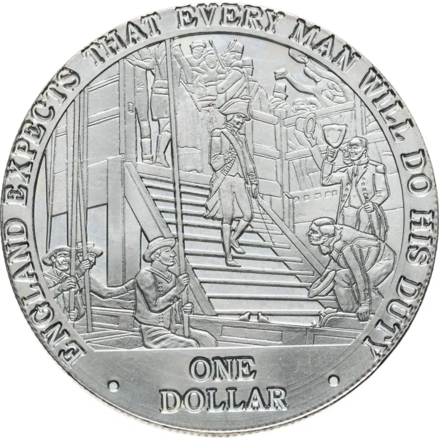 Острова Кука 1 доллар (dollar) 2007 Англия ждёт, что каждый выполнит свой долг - Нельсон спускается по лестнице, аверс