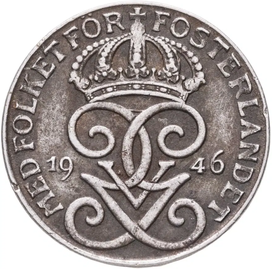 Швеция 1 эре (ore) 1946, реверс