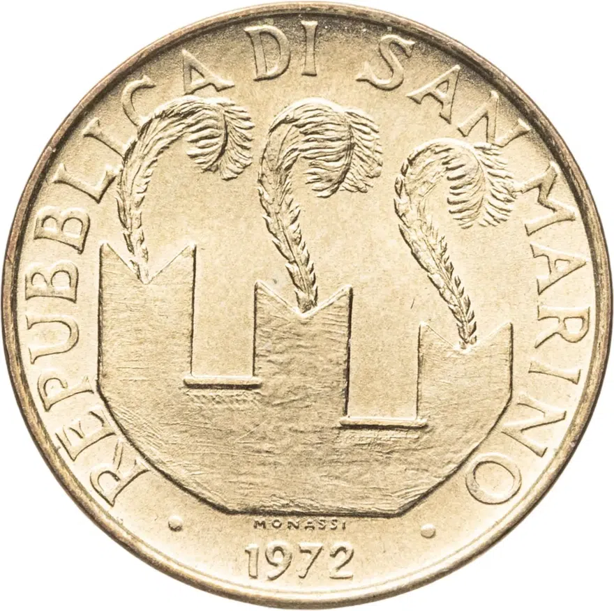 Сан-Марино 20 лир (lire) 1972, реверс