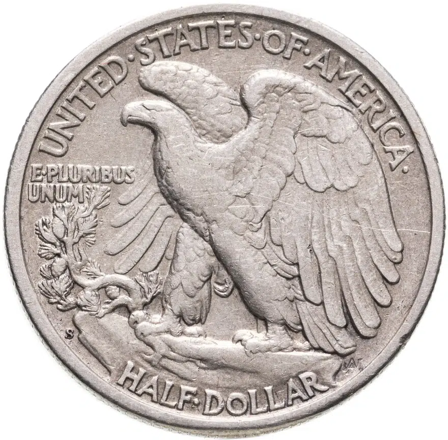 США 50 центов (1/2 доллара, half dollar) 1943 S  "Walking Liberty", реверс