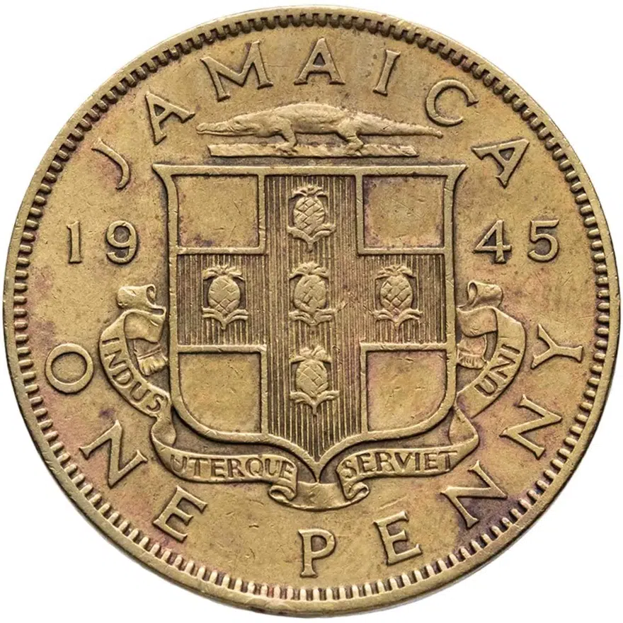 Ямайка (колония Великобритании) 1 пенни 1945, аверс