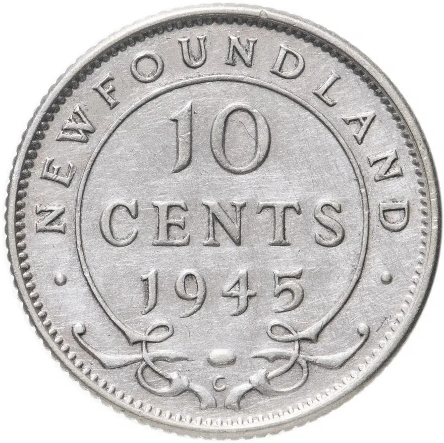 Ньюфаундленд 10 центов (cents) 1945