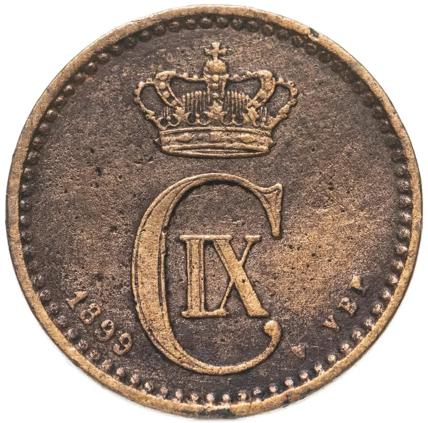 Дания 1 эре 1899, аверс