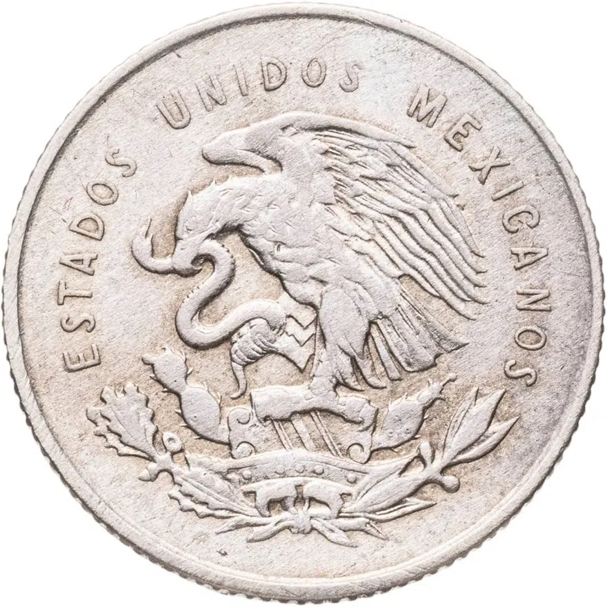 Мексика 25 сентаво (centavos) 1952, реверс