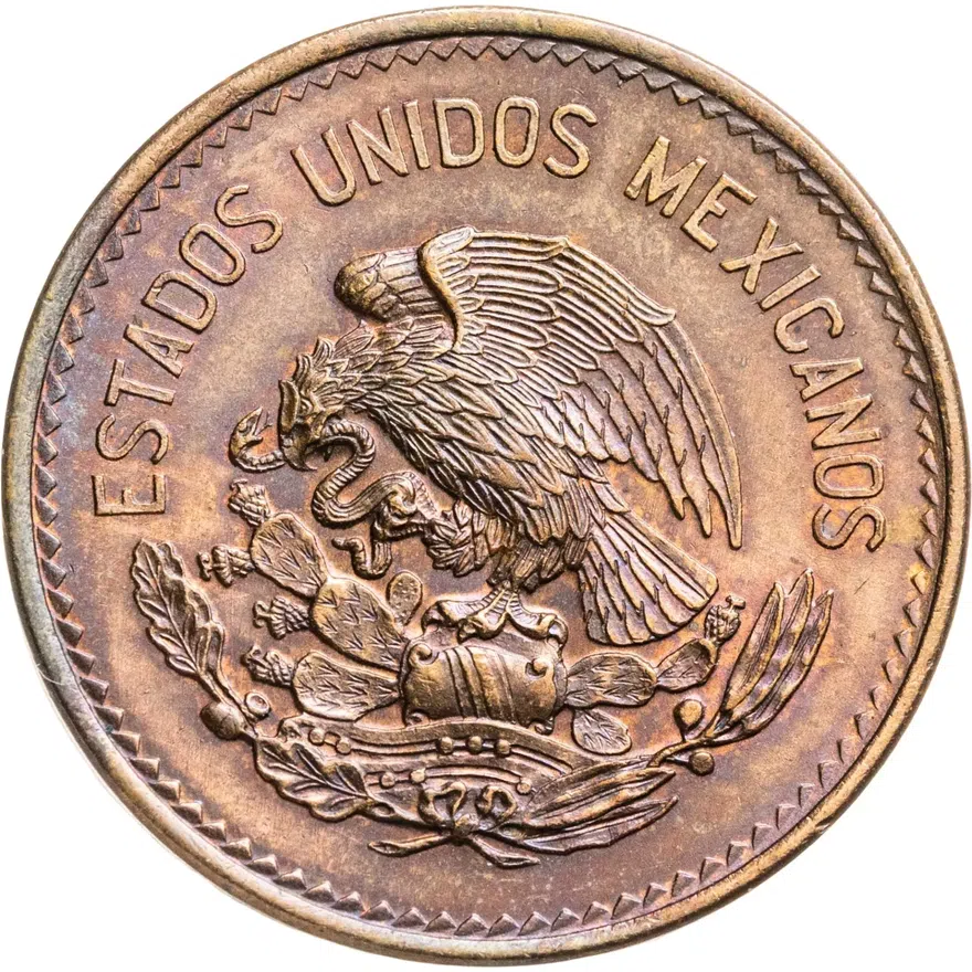 Мексика 20 сентаво (centavos) 1954, реверс