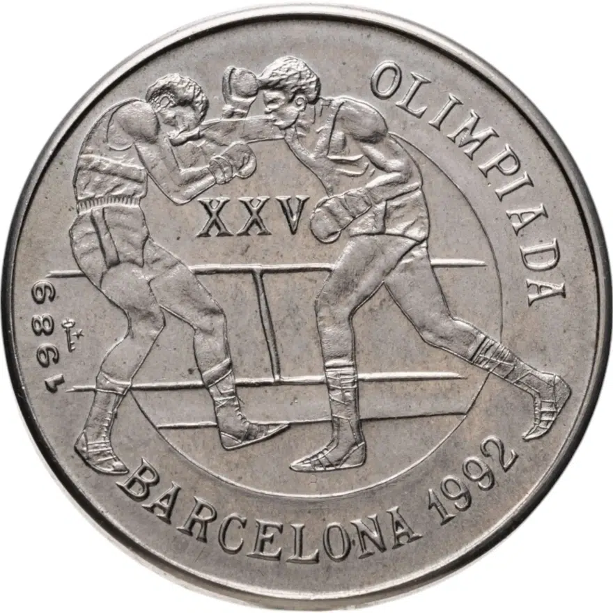 Куба 1 песо (peso) 1989  XXV Летние Олимпийские игры, Барселона 1992 - Бокс, аверс