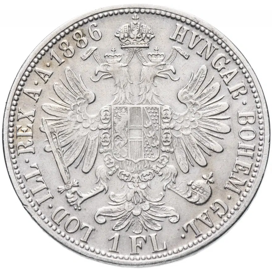 Австро-Венгрия 1 флорин (florin) 1886, монета для Австрии, реверс