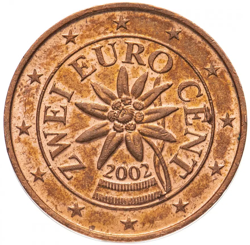Австрия 2 цента (cents) 2002-2019, реверс