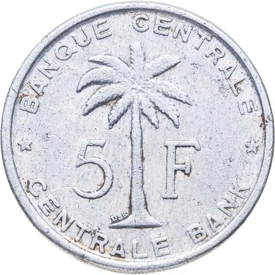 Руанда-Урунди 5 франков (francs) 1958  Бельгийское Конго