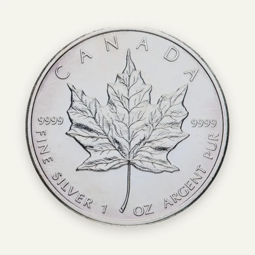 Канада 5 долларов (dollars) 2010  Canadian Silver Maple Leaf (кленовый лист), аверс