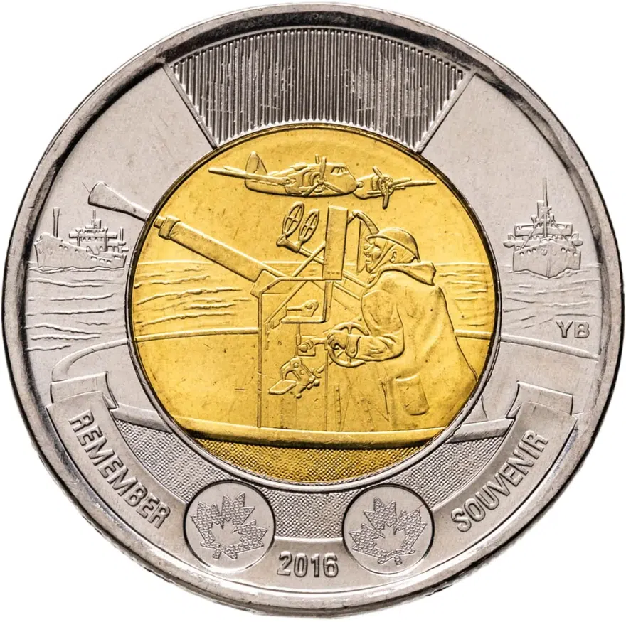Канада 2 dollars (доллара) 2016 75 лет Битве за Атлантику
