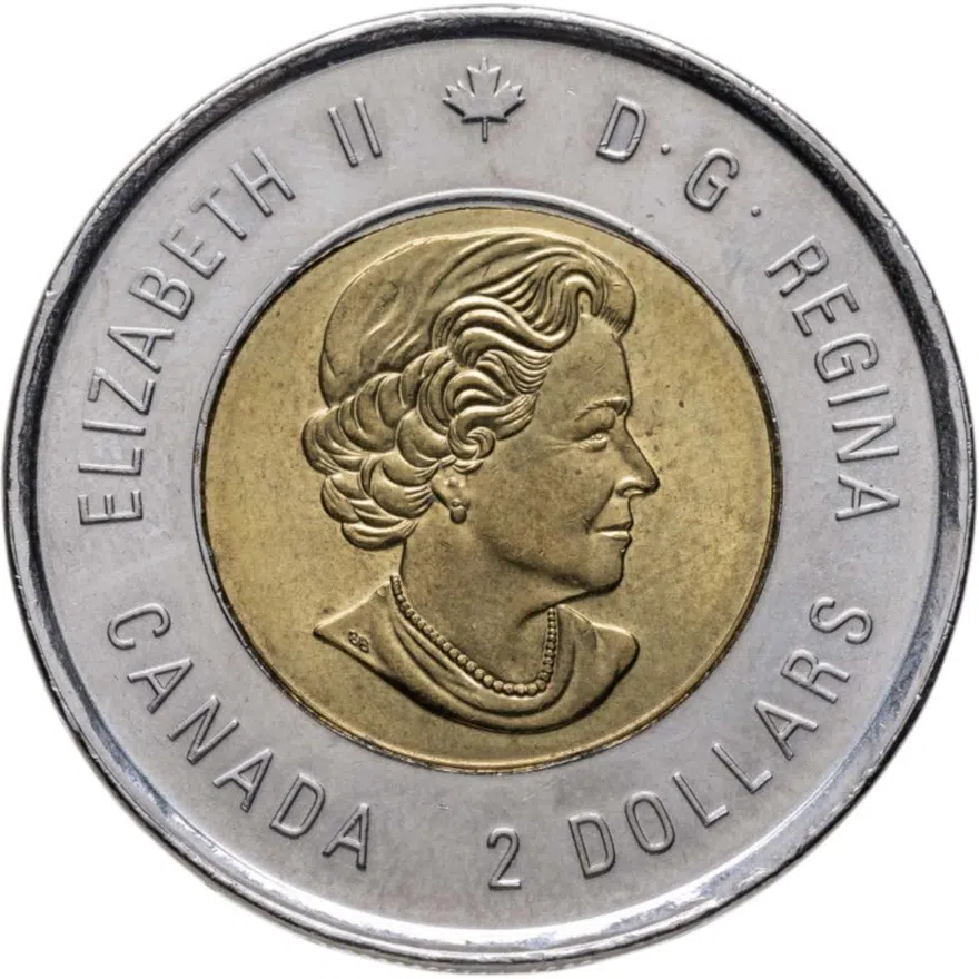 Канада 2 dollars (доллара) 2015 100 лет стихотворению "На полях Фландрии", реверс
