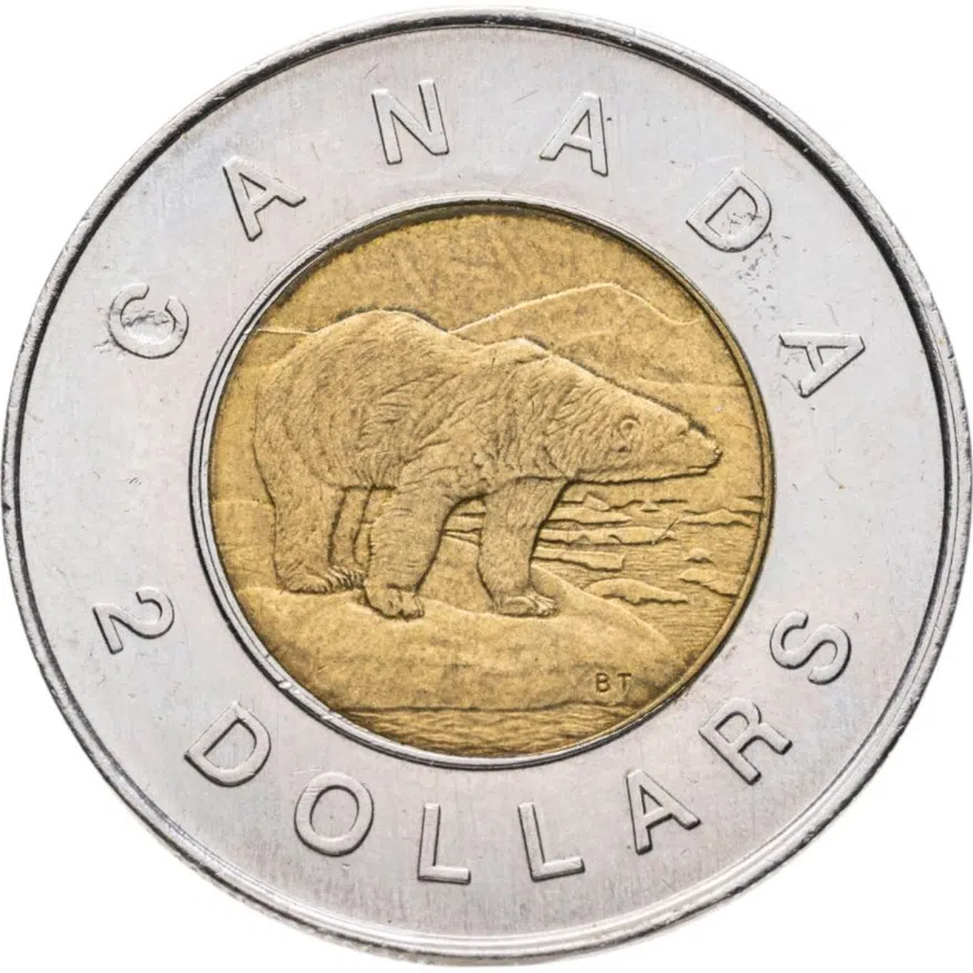 Канада 2 dollars (доллара) 1996   Polar Bear (белый медведь)