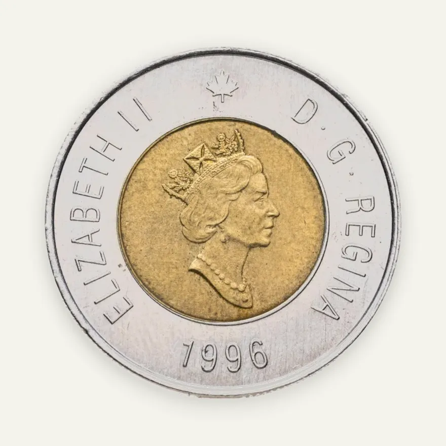 Канада 2 dollars (доллара) 1996   Polar Bear (белый медведь), реверс