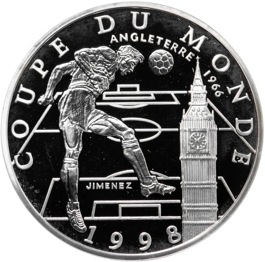 Франция 10 франков (francs) 1997 Чемпионат мира по футболу 1998 - Англия 1966, аверс