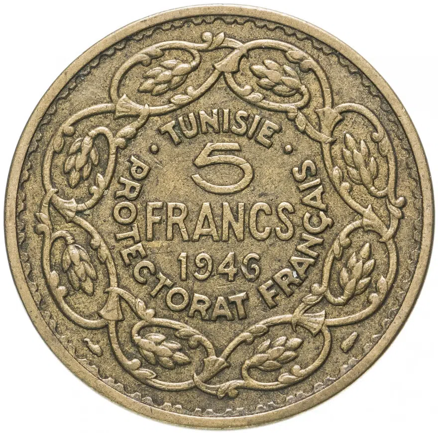 Тунис  5 франков (francs) 1946