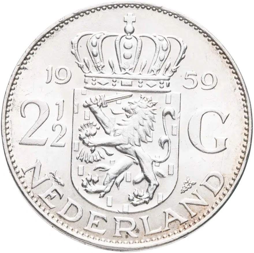 Нидерланды 2 1/2 гульдена (gulden) 1959, реверс
