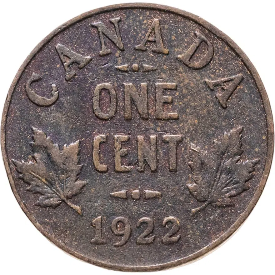 Канада 1 цент (cent) 1922, аверс