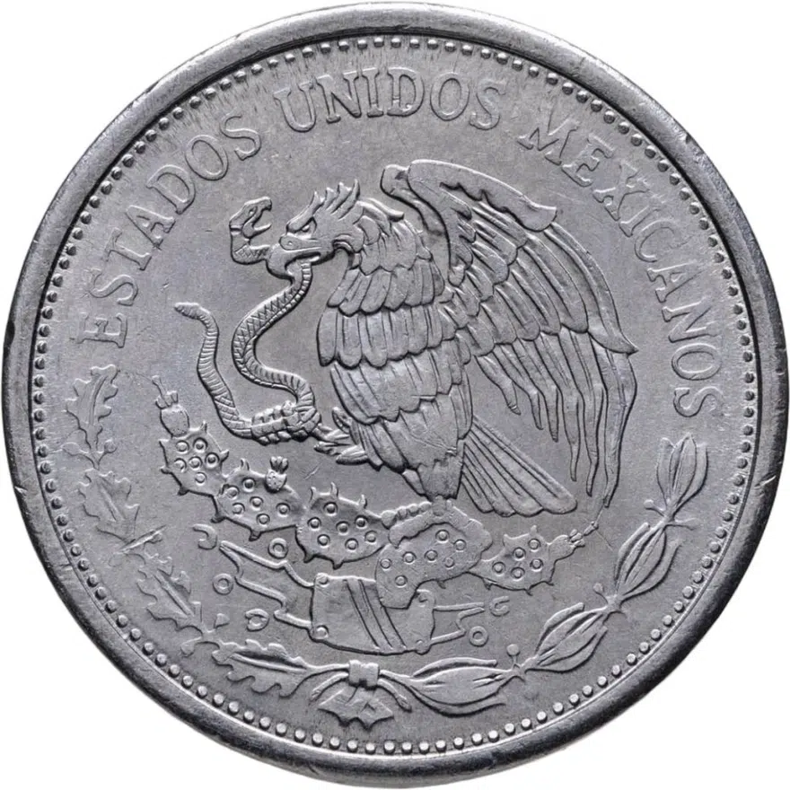 Мексика 50 песо (pesos) 1988  Нержавеющая сталь (магнетик) магнитная, реверс