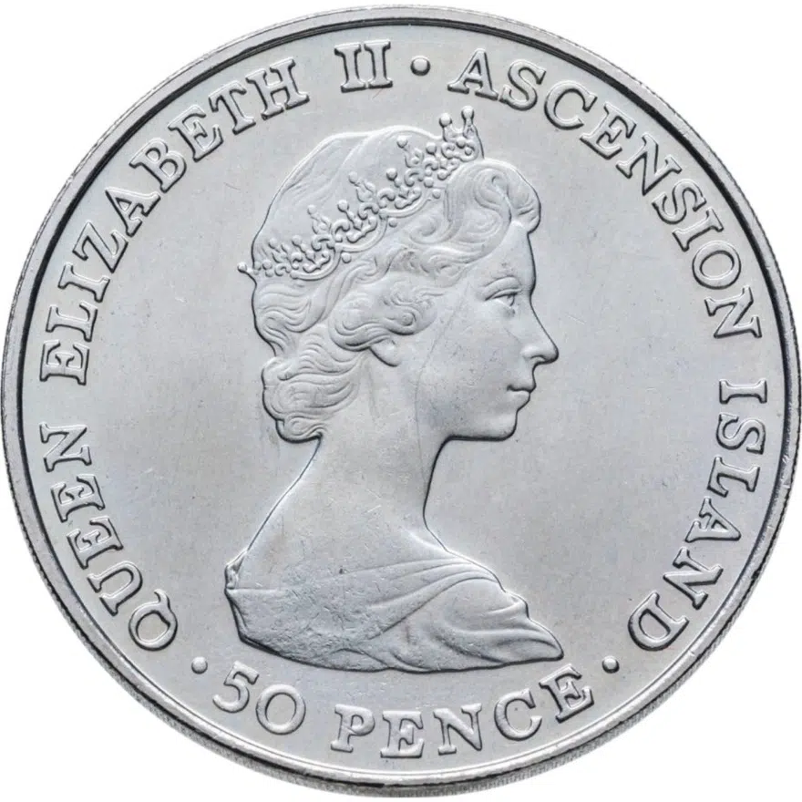 Остров Вознесения 50 пенсов (pence) 1984 Королевский визит Принца Эндрю, реверс