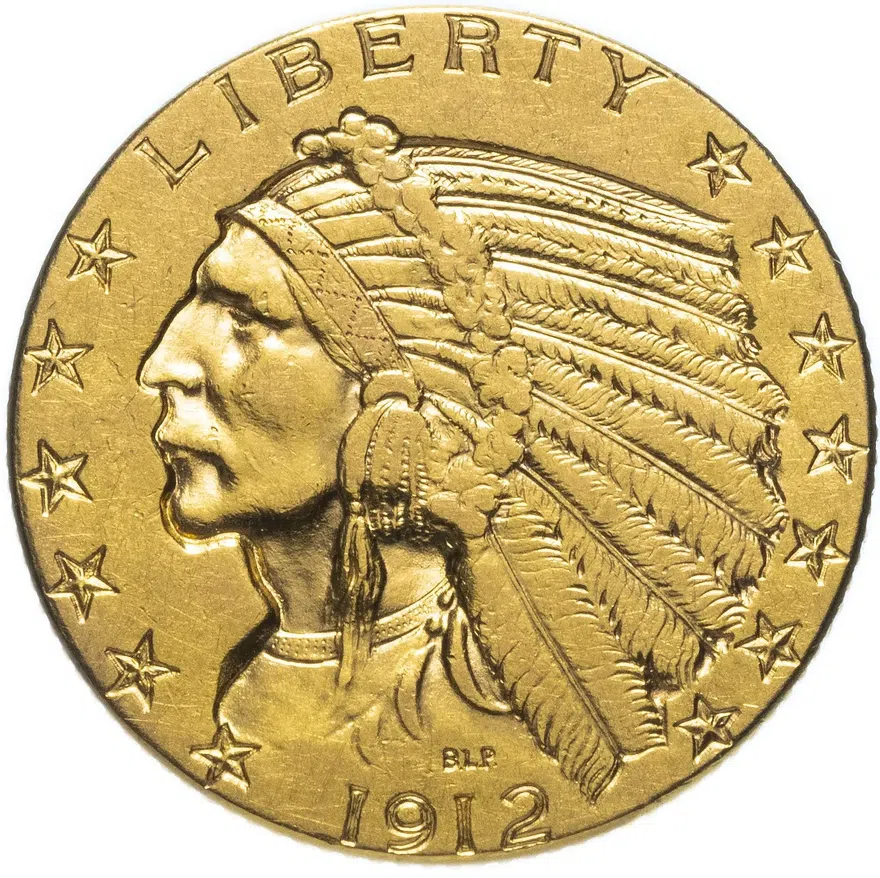 США 5 dollars (долларов) 1912 "Indian Head (голова индейца)"