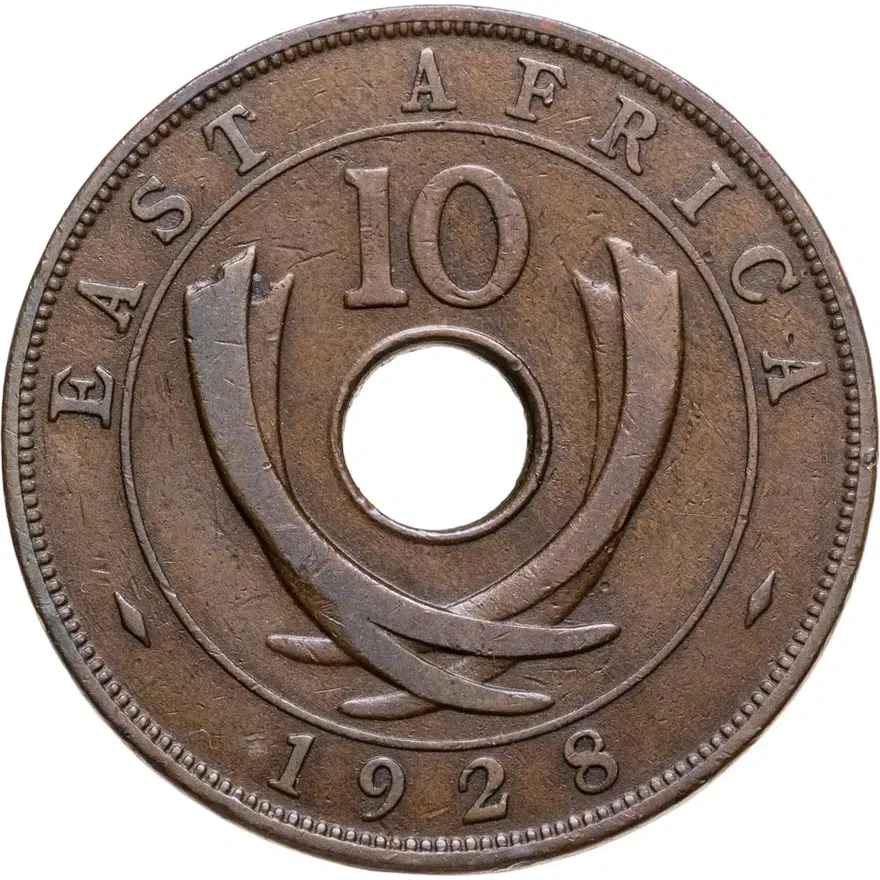 Британская Восточная Африка 10 центов (cents) 1928, аверс