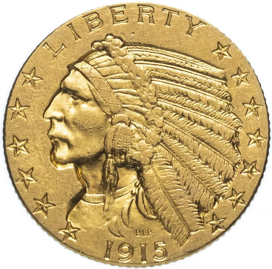 США 5 dollars (долларов) 1915 "Indian Head (голова индейца)"