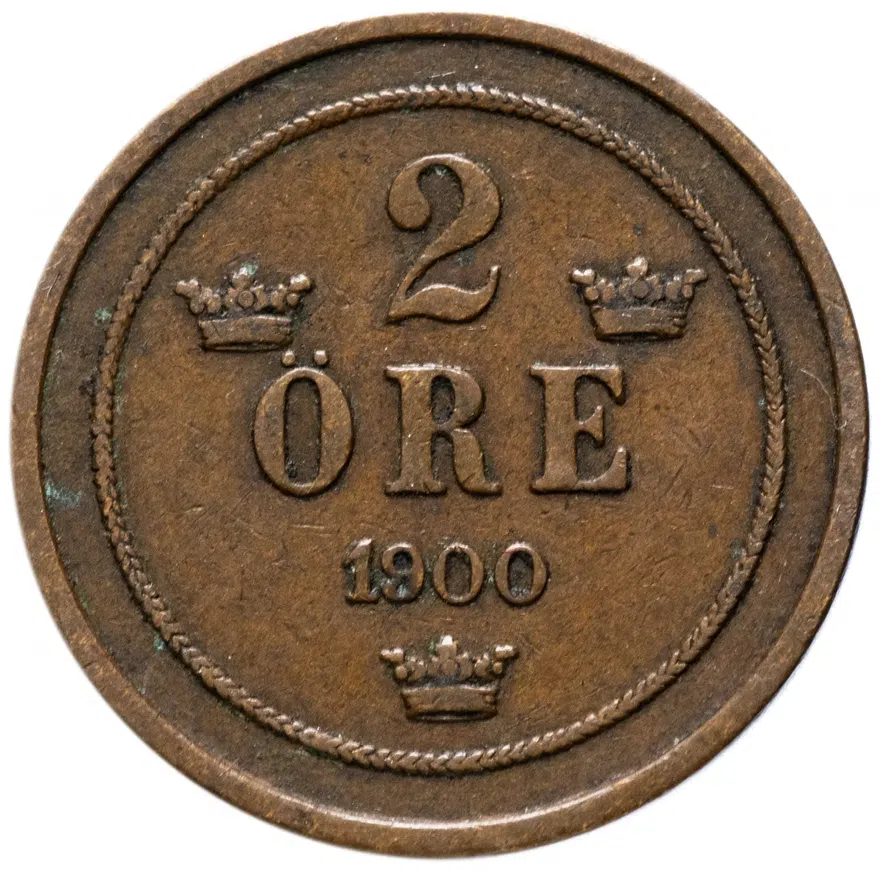 Швеция 2 эре (ore) 1900, аверс
