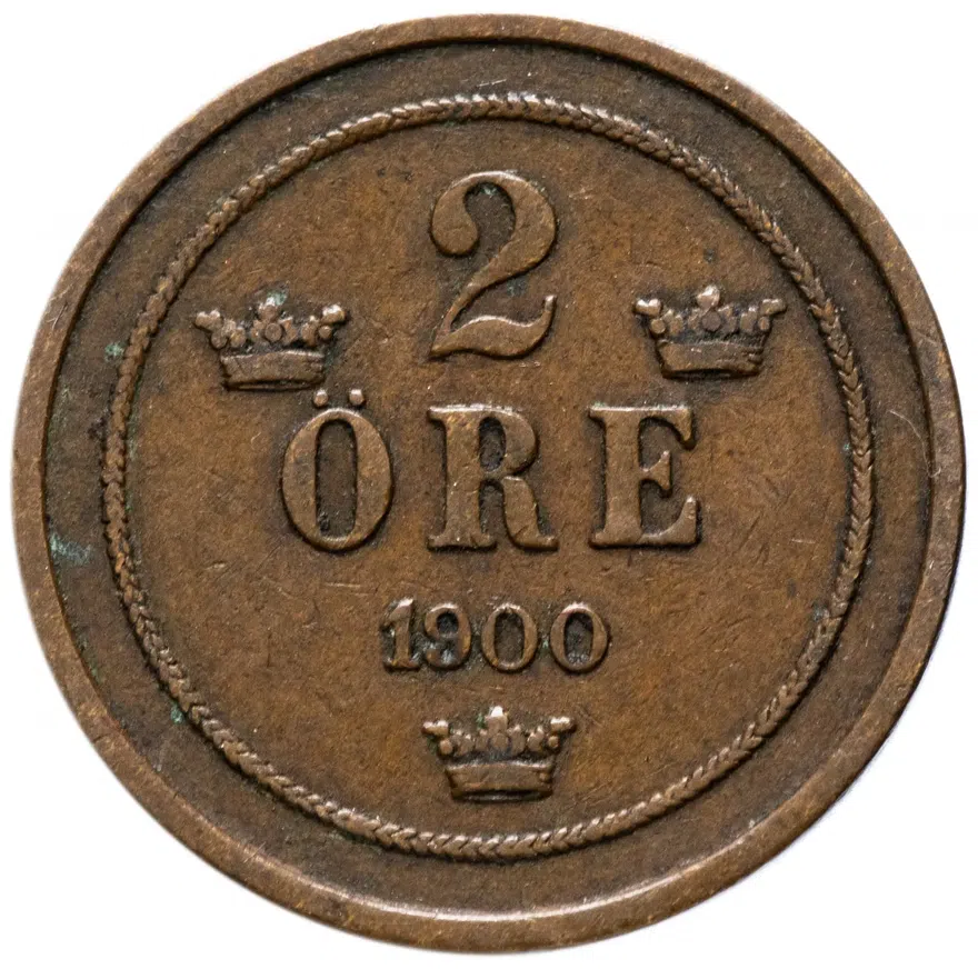 Швеция 2 эре (ore) 1900, реверс
