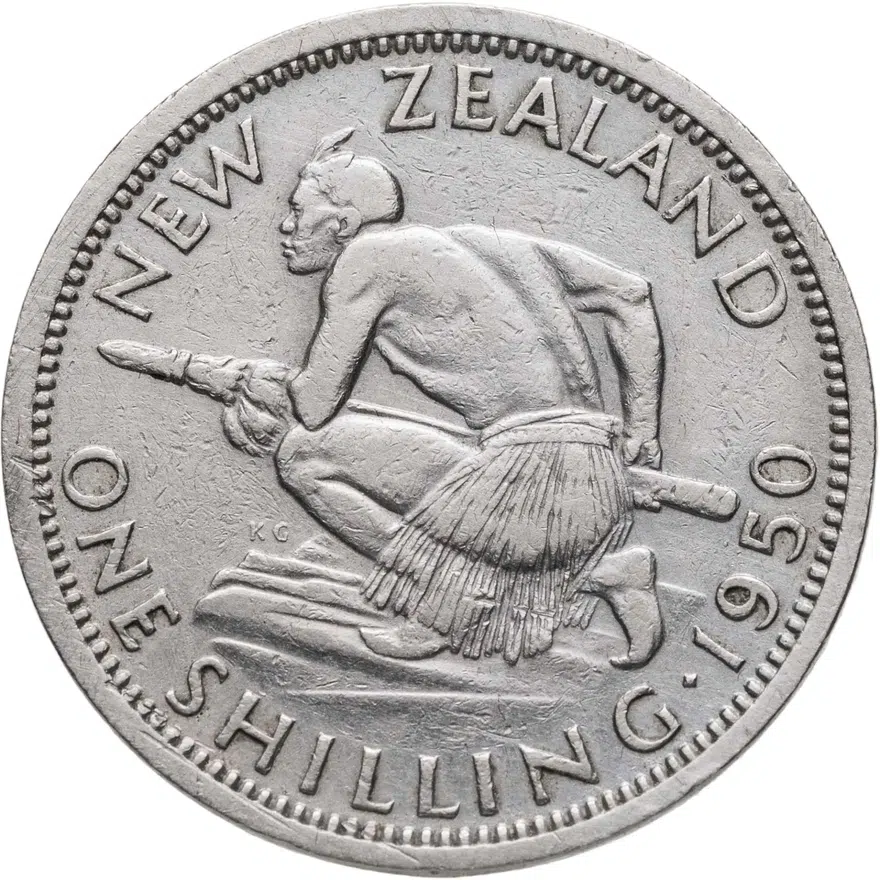 Новая Зеландия 1 шиллинг (shilling) 1950, реверс