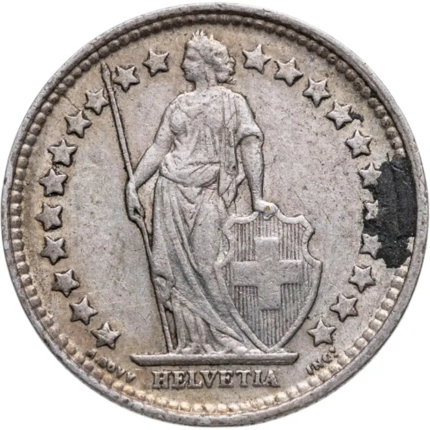 Швейцария 1/2 франка (franc) 1928, реверс