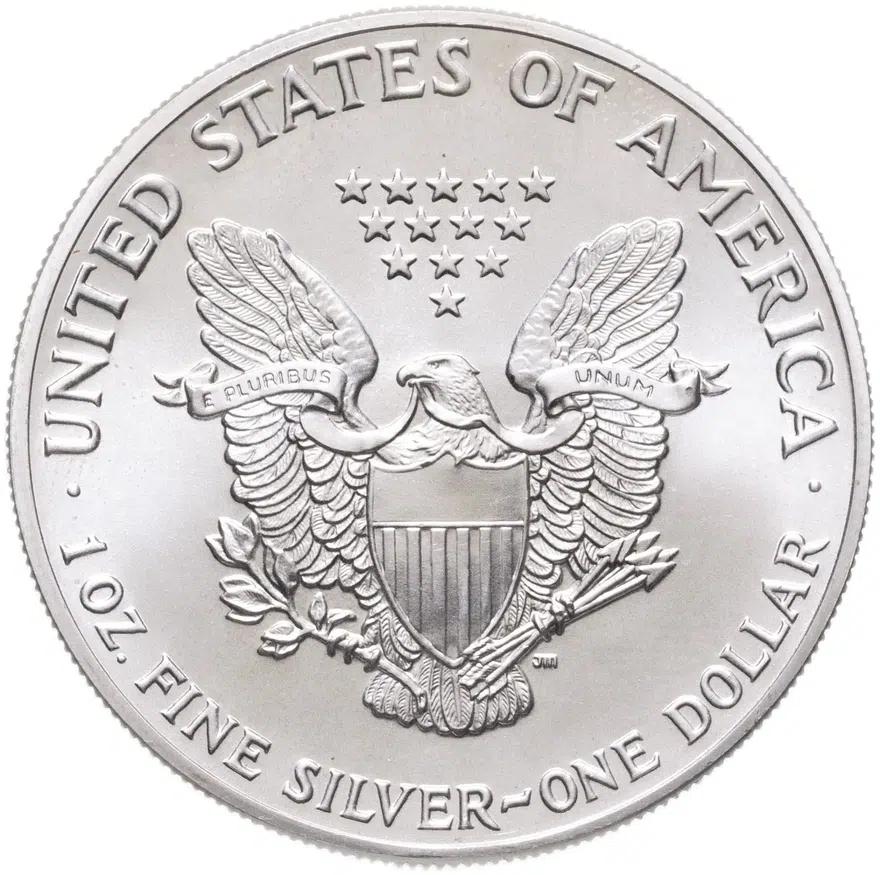 США 1 доллар (dollar) 1989   Американский серебряный орёл Без отметки монетного двора, реверс