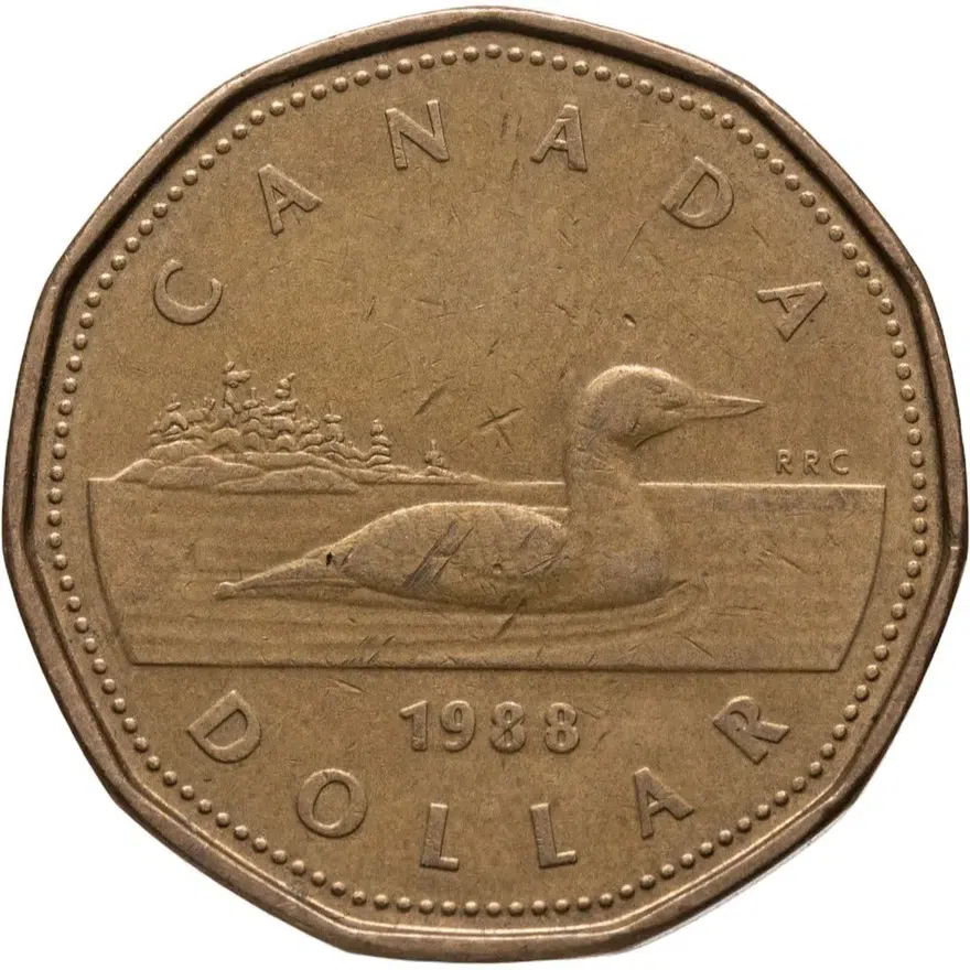 Канада 1 доллар (dollar) 1988, аверс