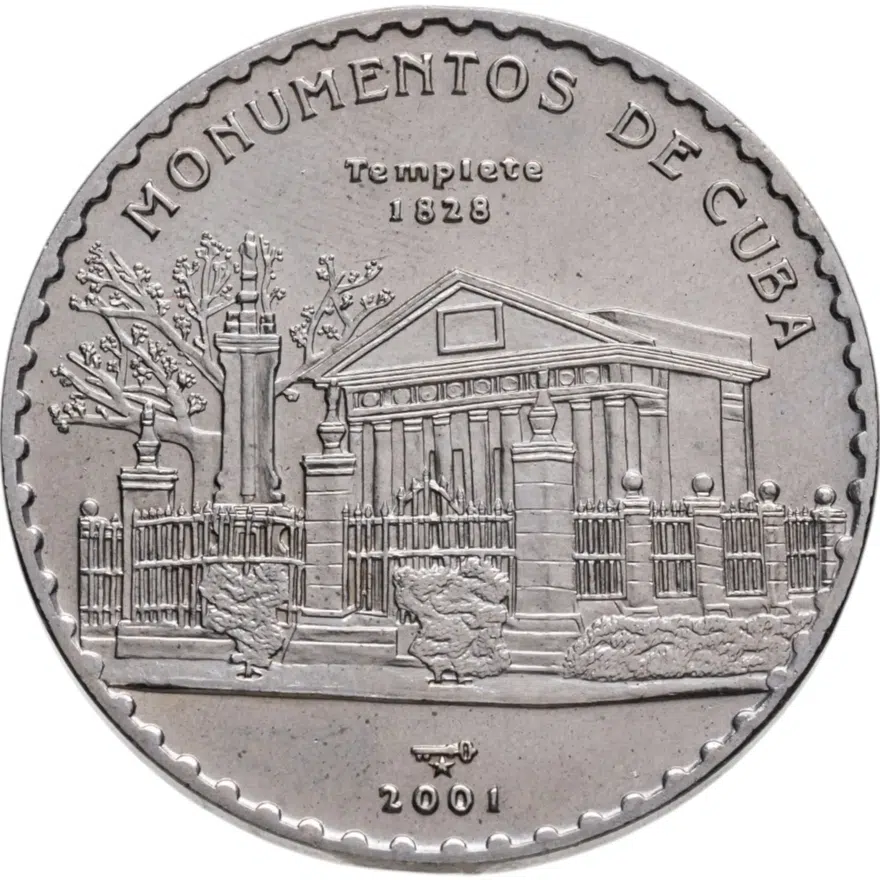 Куба 1 песо (peso) 2001  Монументы Кубы - Храм, аверс