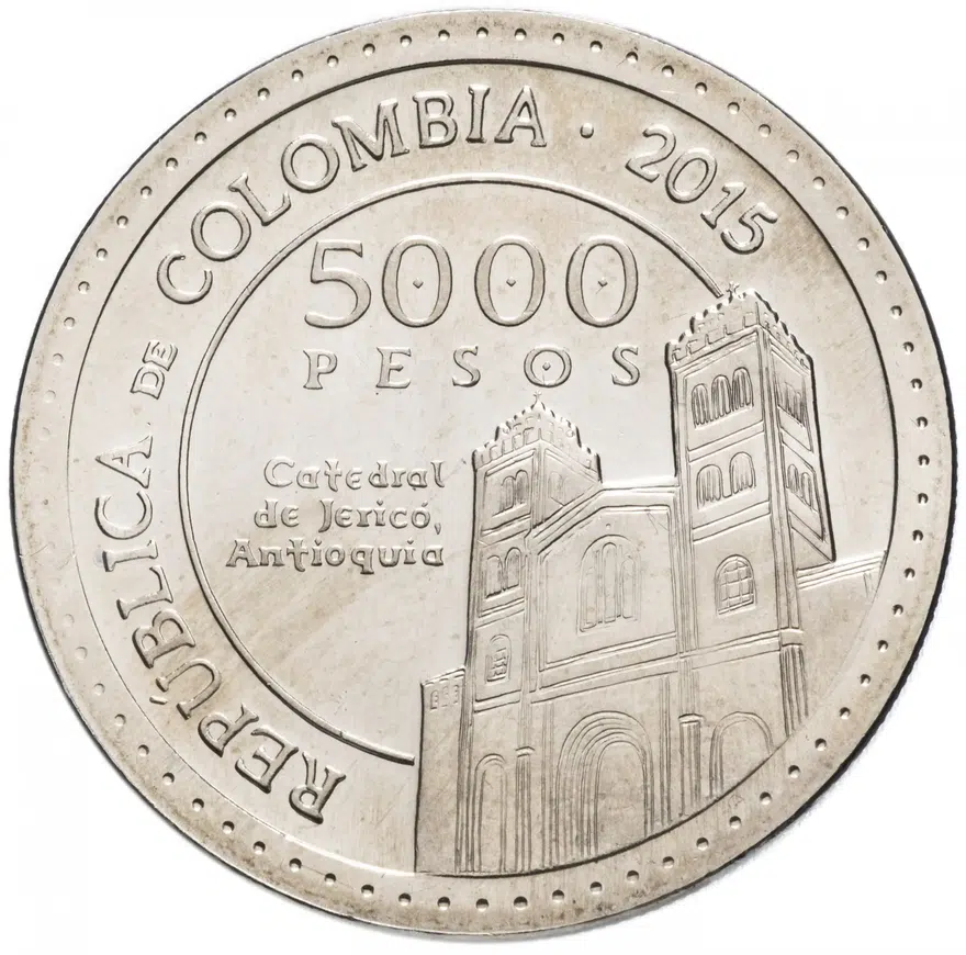 Колумбия 5000 песо (pesos) 2015 Святая Лаура Монтойя, реверс